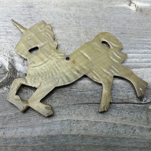 Vintage Brass Unicorn Pendant 3 inches - Picture 2 of 2